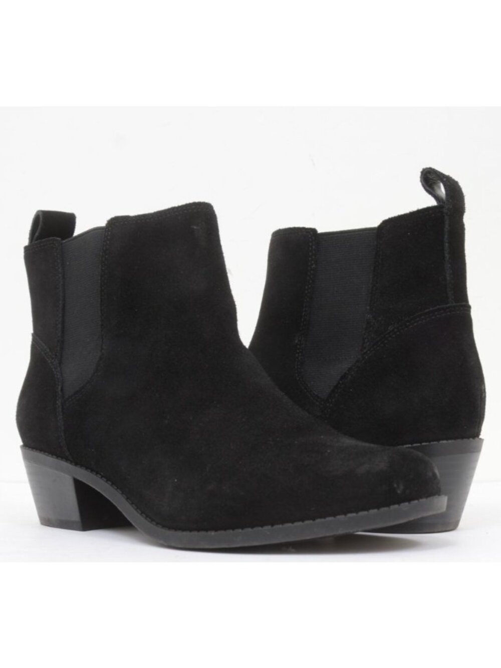 Vionic Womens 8 WIDE Roseland Water-repellent Black Suede Ankle Boots Comfort